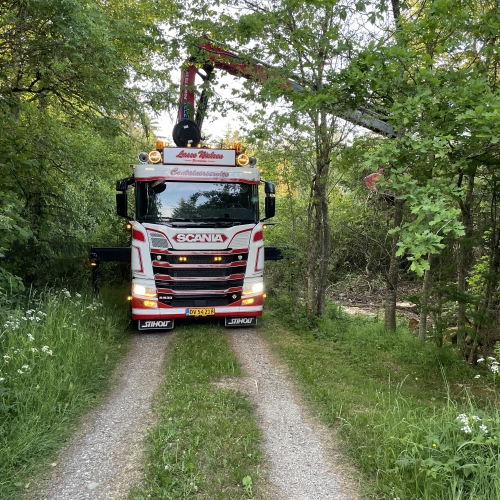 Krankørsel med lastbilkran i svært terræn i Fjerritslev.